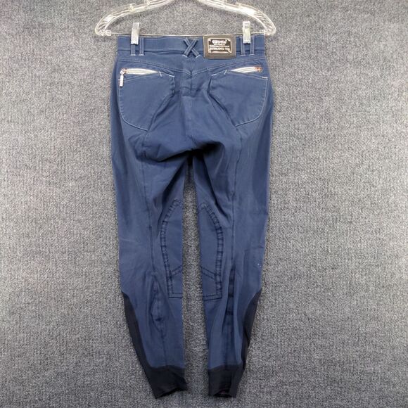 Euro Star Women's Equestrian Breeches Pants Blue S 5-Pocket Zip Fly Tapered Leg - Picture 4 of 13